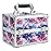 Joligrace Unicorn Makeup Case Oragnizer Portable Travel Makeup Train case 2 Trays Cosmetic Storage with Mirror Locking for Sewing Craft Cosmetologist Artist Supplies Nail Tech Kits Case Pink Blue