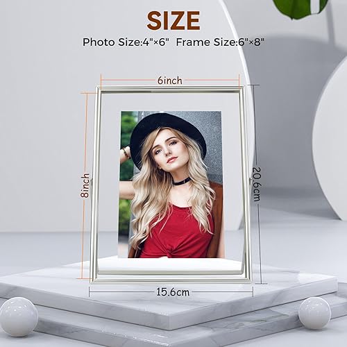 Vista 186 de Marco flotante de oro rosa de 6 x 8 pulgadas con corazón romántico, para tamaños de imagen de 5 x 7, 4 x 6, 3 x 5, marco de fotos de estante de oro