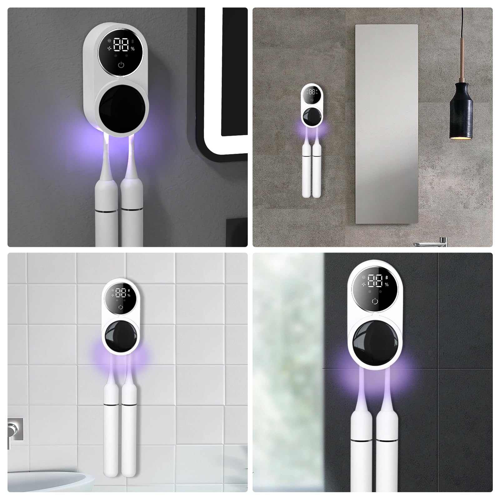 Dispositivo desinfectante UV para cepillos de dientes con soporte, sensor inteligente profundo, desinfectante de cepillos de dientes UV, organizador de esterilización para cepillo de dientes,