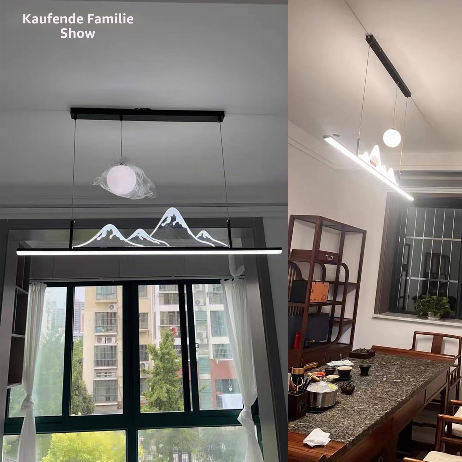 Moderne LED pendelleuchte Esstisch, kreativ LED Esszimmer hängelampe Dimmbar mit Fernbedienung Küchen Hängend Leuchte Modern Kronleuchter für Teetisch Couchtisch Deko Deckenlampe (Schwarz, L120cm)