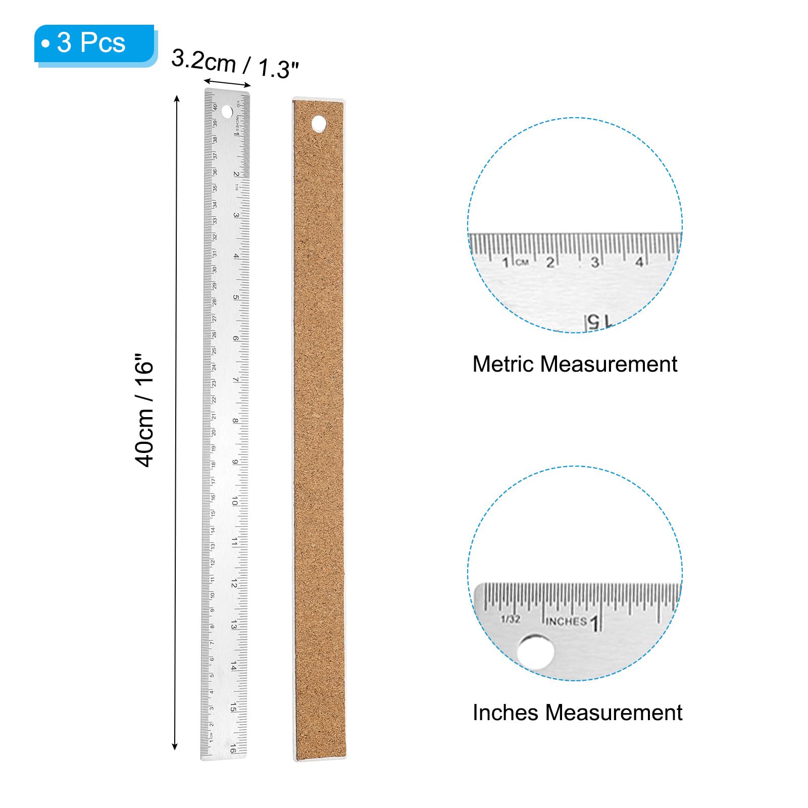 PATIKIL 16 Inch Stainless Steel Ruler Straight Edge Ruler - Image 2