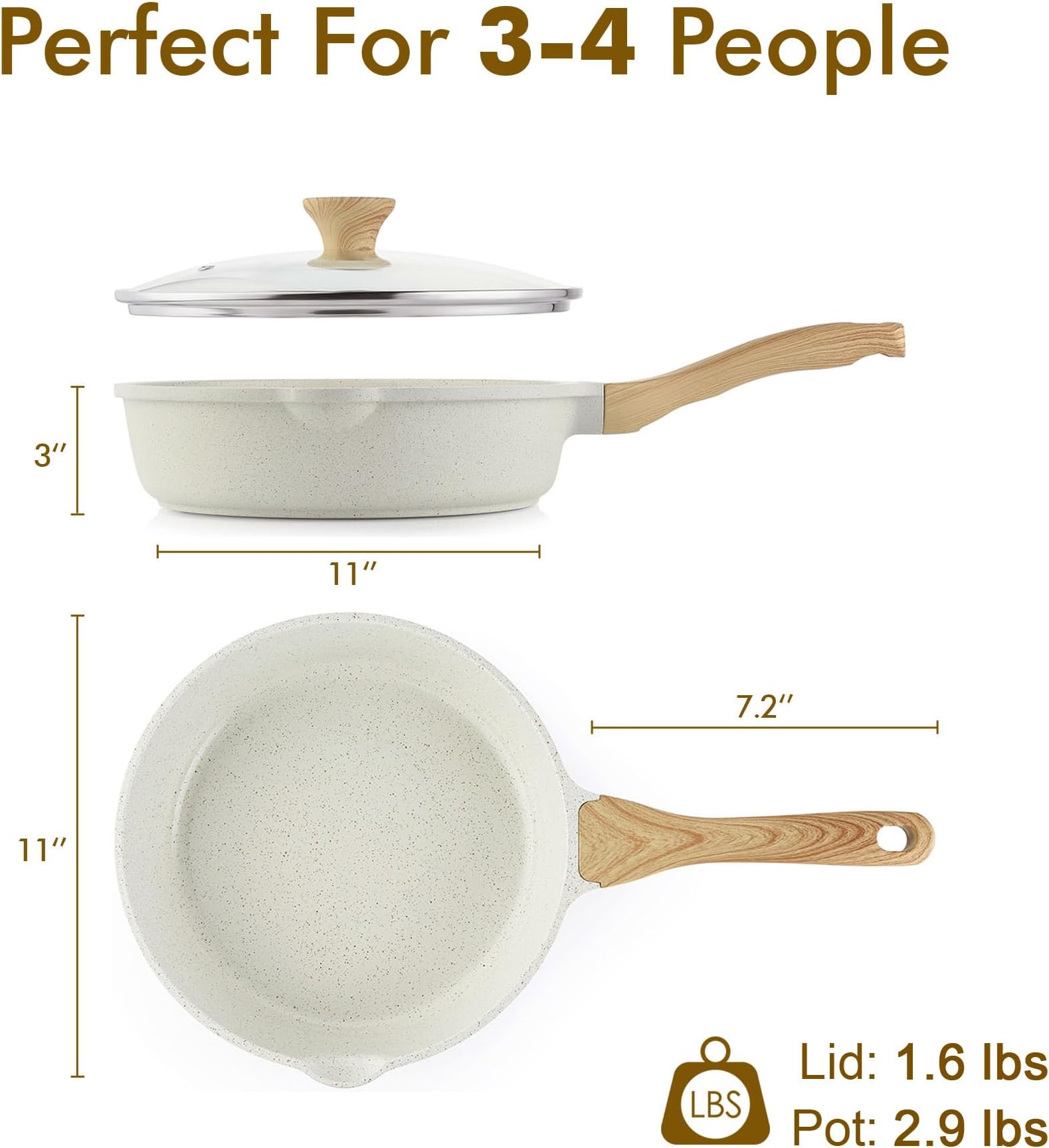 SENSARTE Nonstick Ceramic Sauté Pan 11-Inch/4.3QT, Non-toxic Deep Frying Pan Skillet with Lid, Healthy Jumbo Cooker, Stay Cool Handle, Induction Compatible, PFOA & PFAS Free