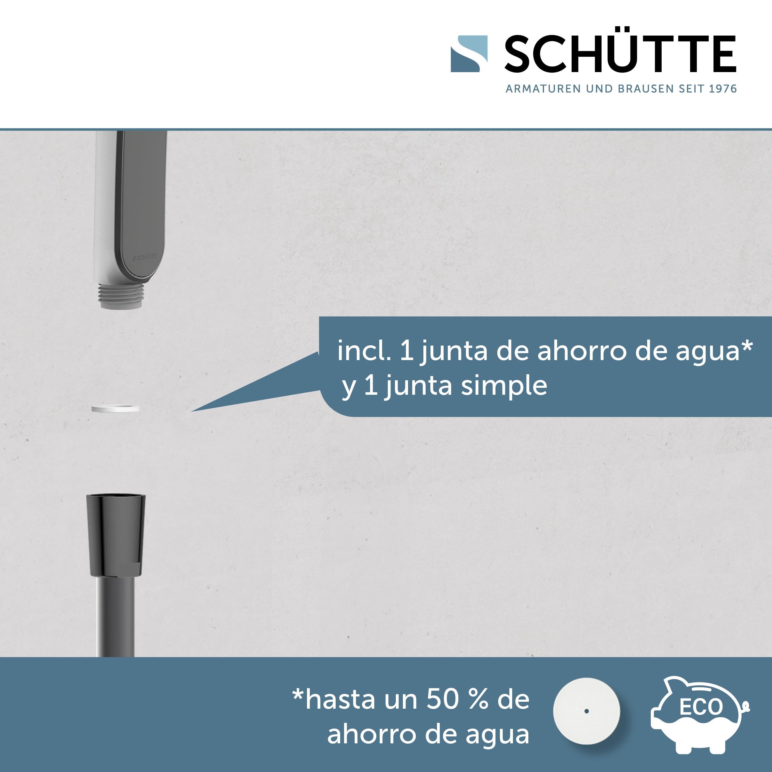 SCHÜTTE Alcachofa de ducha Karibic con puntos antical, cabezal de ducha con cómodo botón de presión y 3 tipos de chorro ajustables, cabezal antical para la ducha, grafito