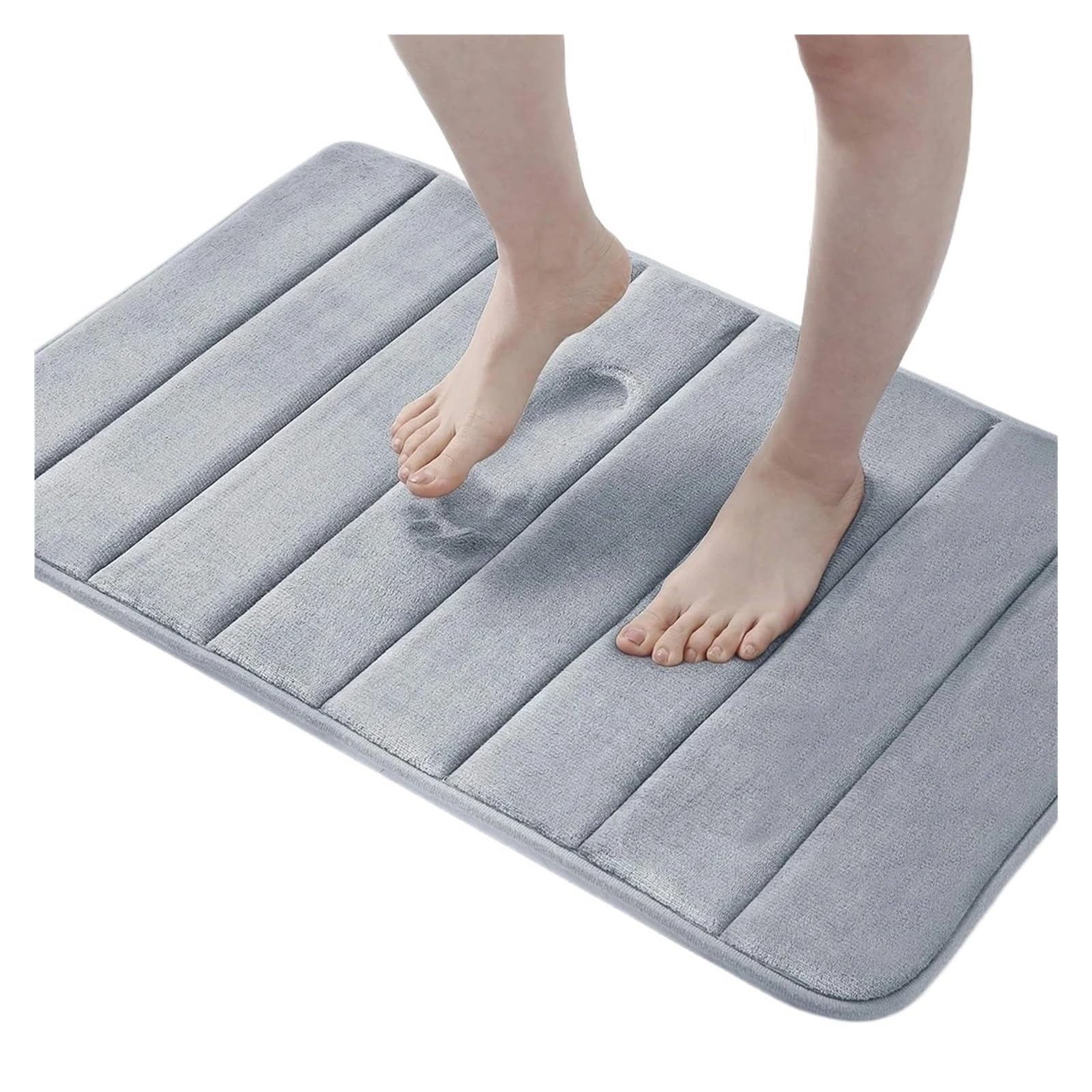 Tappeto da Bagno Morbido Assorbente in Memory Foam, Spesso, in Velluto Corallo, Antiscivolo, for Il Bagno(Gray,50x80cm)