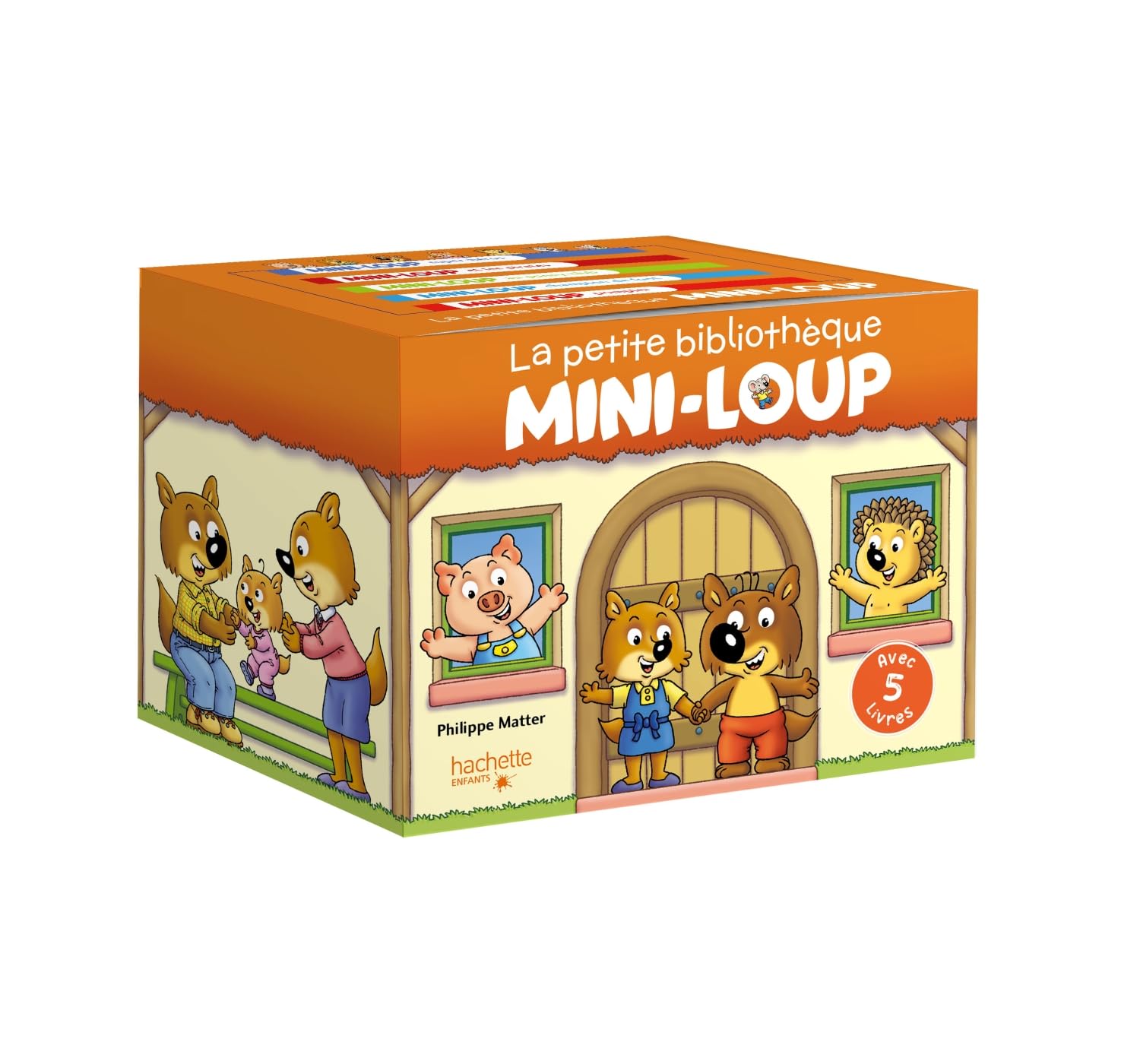 La petite bibliothèque Mini-Loup 2 avec 5 livres: Avec 5 livres : Mini-Loup pompier ; Mini-Loup champion de foot ; Mini-Loup au poney-club ; Mini-Loup super-héros ; Mini-Loup et les pirates