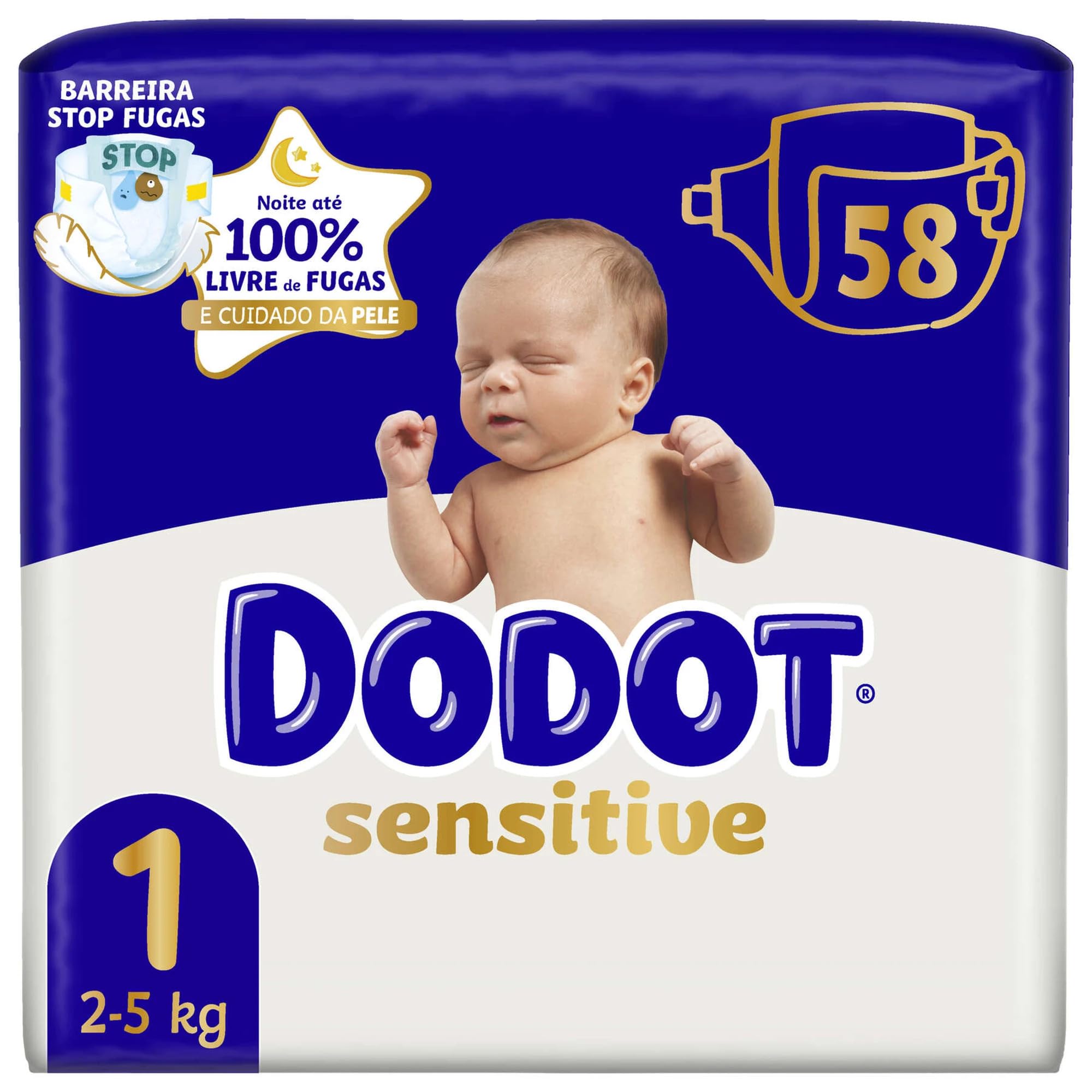 Dodot Pa@Al Sensitive T1 2-5kg 58U - Cuidado suave para pieles sensibles - Blanco