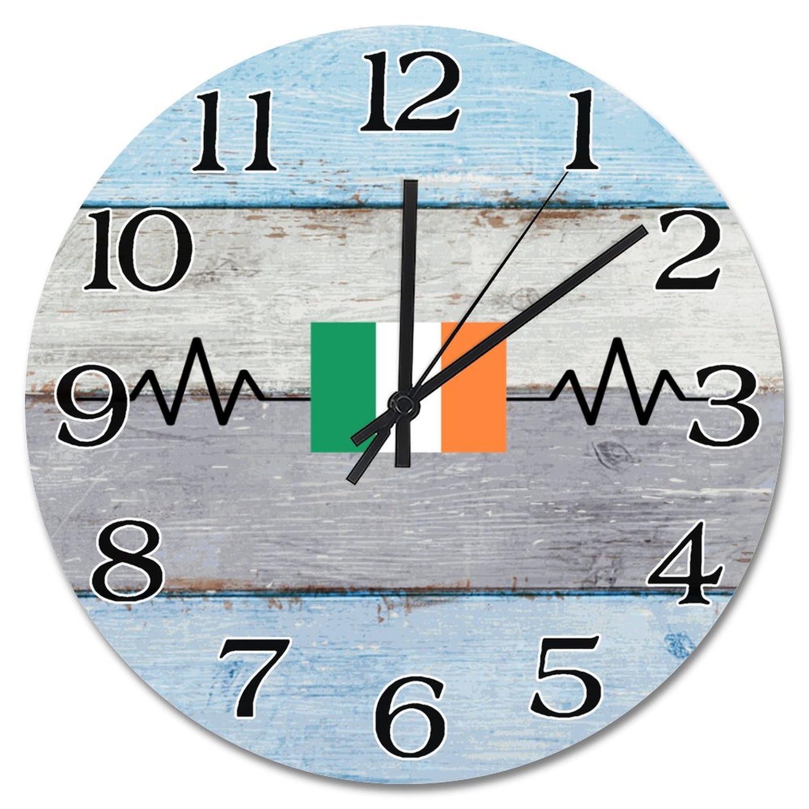 Horloge murale Irlande silencieuse vintage grand format à piles 38 cm