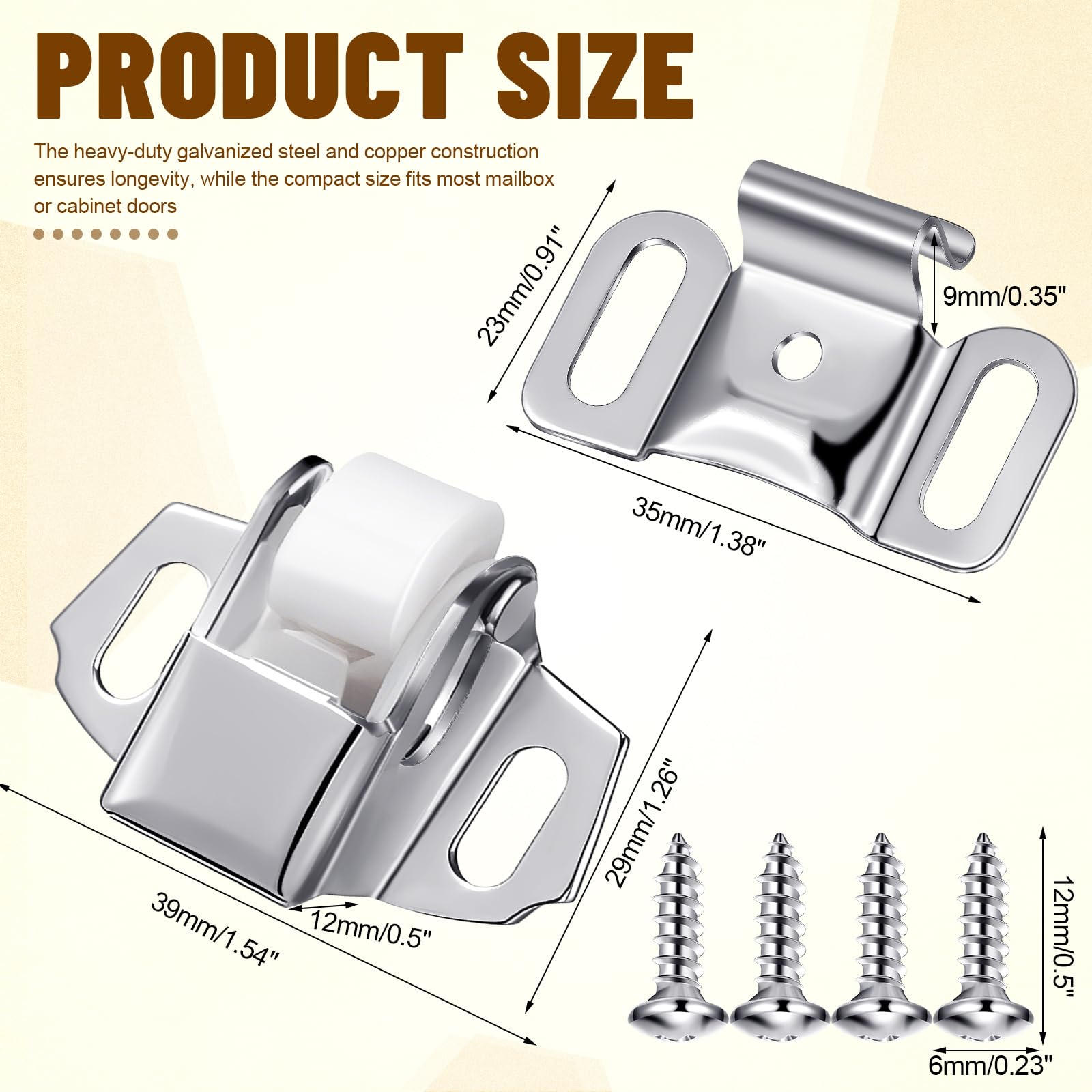 Shimeyao Pestillo de repuesto para buzón de correo con tornillos, tornillería, rueda de rodillo, pestillo de puerta para puertas de gabinete, caravana, cocina