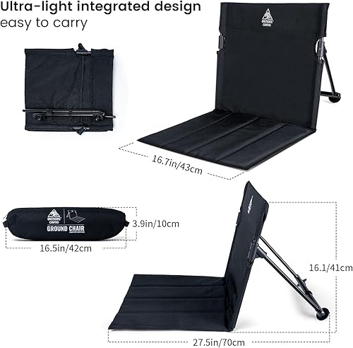 Miniatura 3 de ONETIGRIS Silla de camping ultraligera, silla plegable con respaldo, silla portátil para playa, piscina, picnic, camping y senderismo