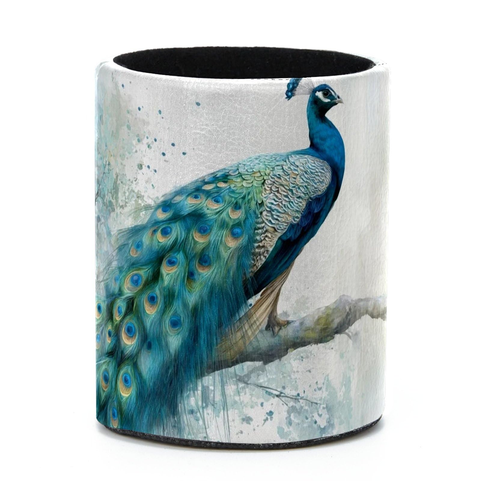 VAPOKF Round Pencil Holders for Desk, Peacock Pen Holders Pen Pot Makeup Brushes Storage Desktop Stationery Supplies Organiser for Home Office