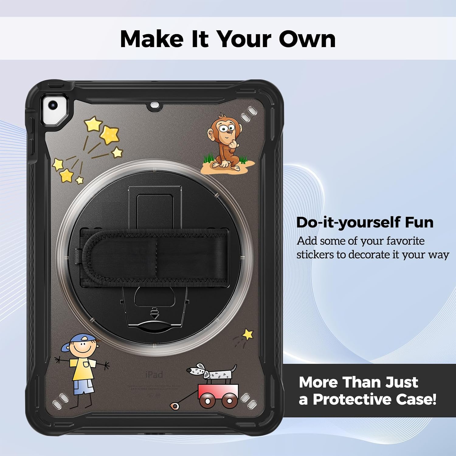 ProCase Rugged Case for iPad 9.7 Inch 5th 6th Gen/iPad Air 2 / iPad Pro 9.7 Case, Heavy Duty Shockproof Rugged Cover with Hand Strap 360 Degree Rotatable Kickstand Protective for iPad 9.7" -Black - Image 3