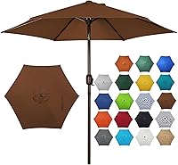 Vista 27 de Blissun - Sombrilla de patio de 7.5 pies, sombrilla de jardín, sombrilla de mercado al aire libre con botón de inclinación y manivela (azul y blanco)