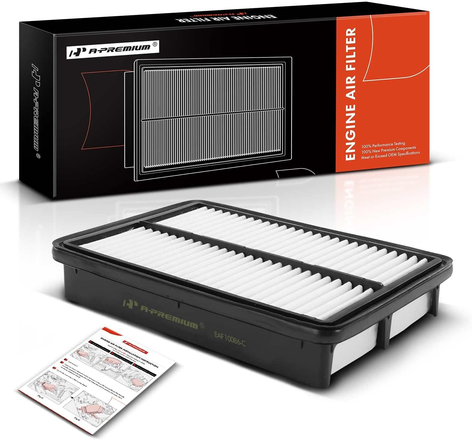 A-Premium Engine Air Filter Compatible with Hyundai Tucson 2005-2009 & Kia Sportage 2005-2010, 2.0L 2.7L, Rigid Panel, Replace# 28113-08000