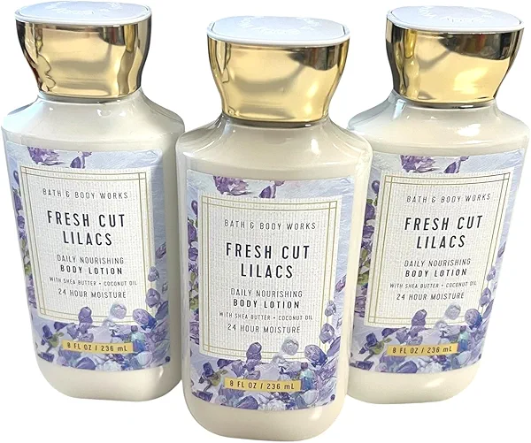 Bath & Body Works Fresh Cut Lilacs 3 Pack Body Lotion Bundle - 8 fl oz / 236 mL each