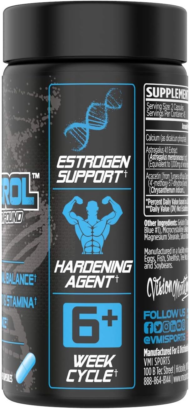VMI Sports | Arimidrol Hardening Compound | Natural Estrogen Blocker for Men | Testosterone Booster and Aromatase Inhibitor | to Build Muscle and Burn Fat | Anti Estrogen (Bonus Size - 90 Capsules) : Health & Household