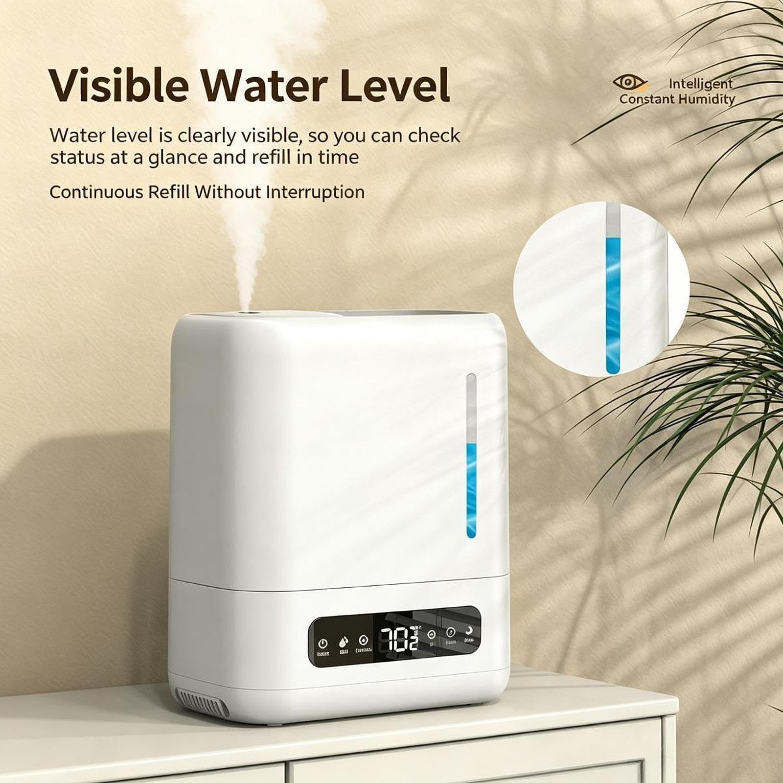Humidificador de Aire Humidificador Aromas Difusor Vaporizador Llenado desde Arriba 4 L Niebla Abundante Modo Silencioso Protección Cuerpo PP