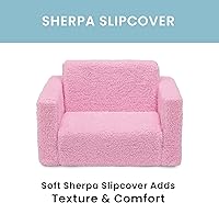 Vista 6 de Delta Children Cozee - Silla convertible 2 en 1 de sherpa abatible para niños, color rosa