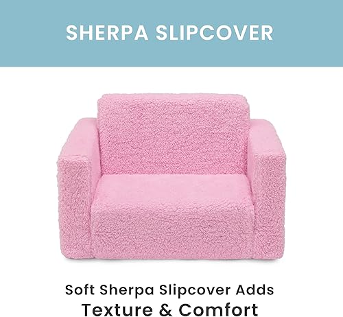 Miniatura 6 de Delta Children Cozee - Silla convertible 2 en 1 de sherpa abatible para niños, color rosa Rosa,Gris,https://www.amazon.com/dp/undefined