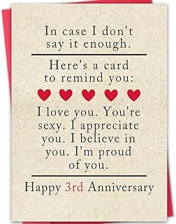 3rd Anniversary Card for Husband Wife,3 Year Anniversary Card Gifts for Him Her,Leather Wedding Card