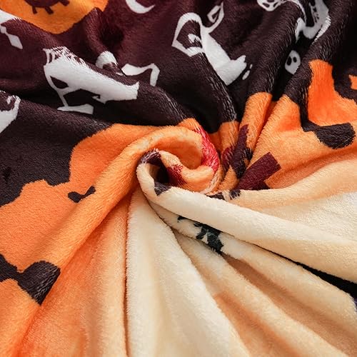 Miniatura 7 de NeoHundreds Mantas de Halloween para cama, decoración interior del hogar, manta de vellón de terciopelo suave y acogedora, franela de microfibra,