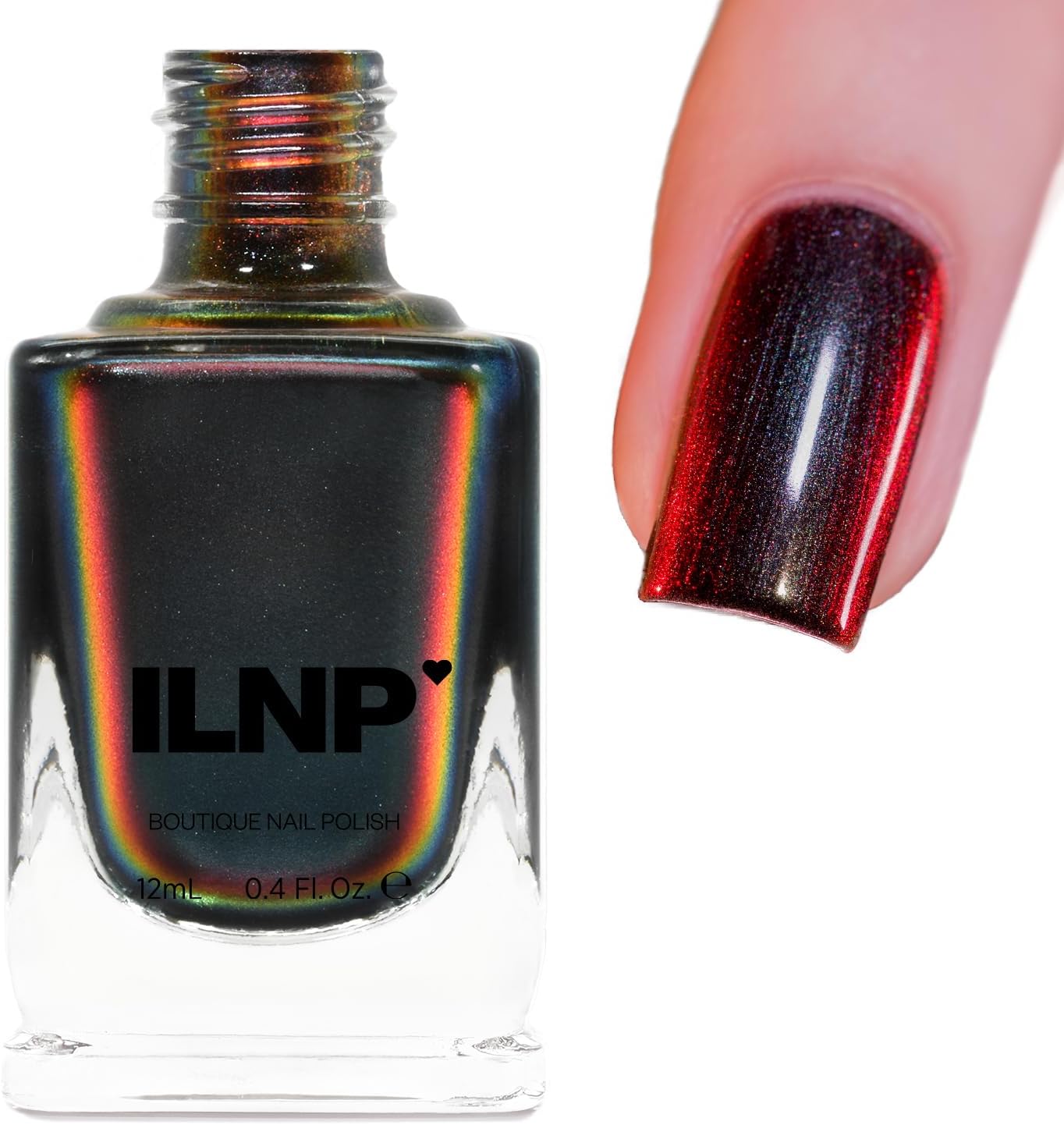 ILNP Eclipse - Black to Red Ultra Chrome Nail Polish
