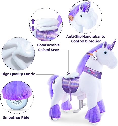 Miniatura 4 de PonyCycle Caballo grande de unicornio para niños grandes (con freno42.5 pulgadas de alturatamaño 5 para edades de 7 a 12 años), juguetes de