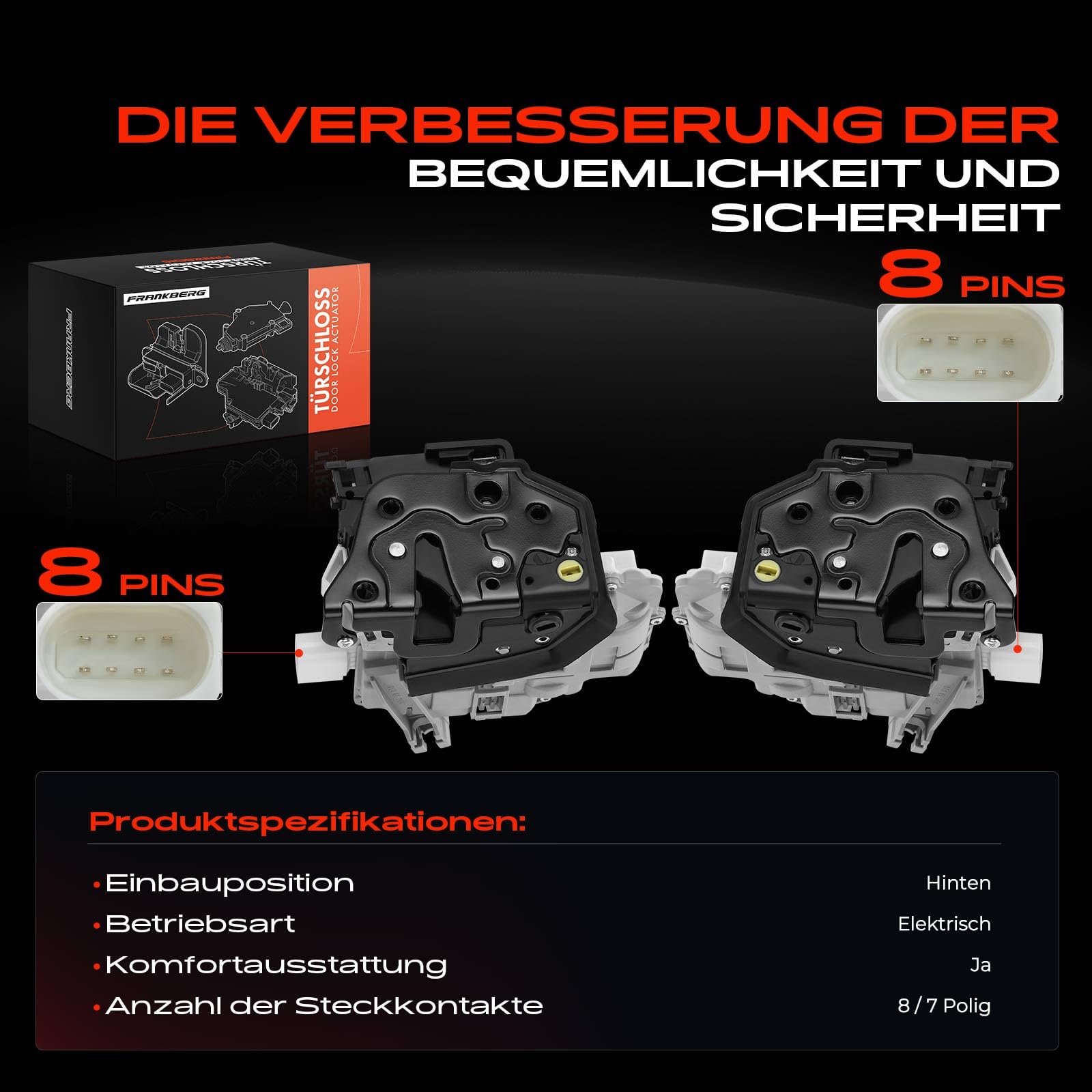 Frankberg 4x Türschloss Stellmotor Vorne Hinten Kompatibel Mit A3 2006