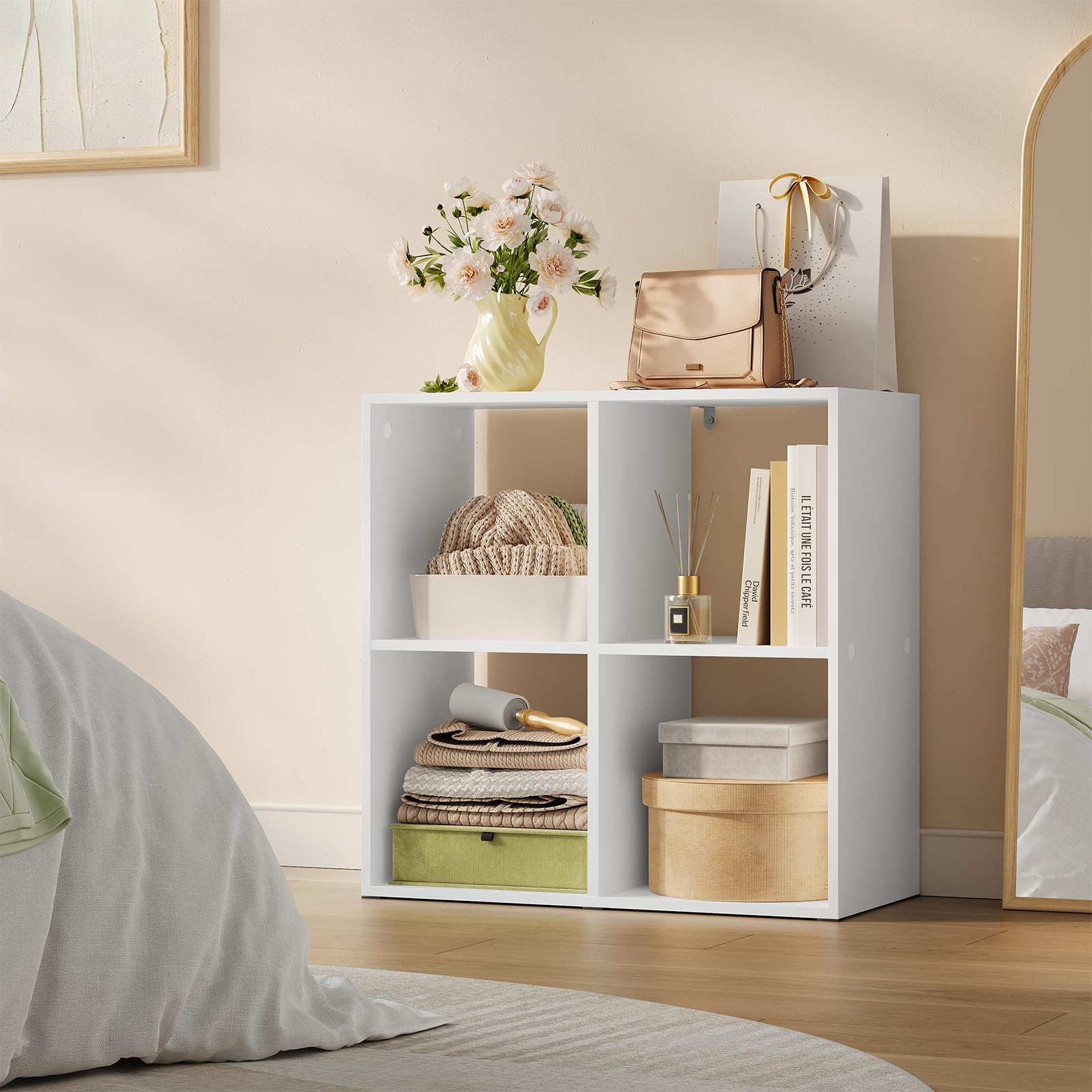 WOLTU Scaffale con 4 Cubi, Libreria Verticale, Scaffale Aperto