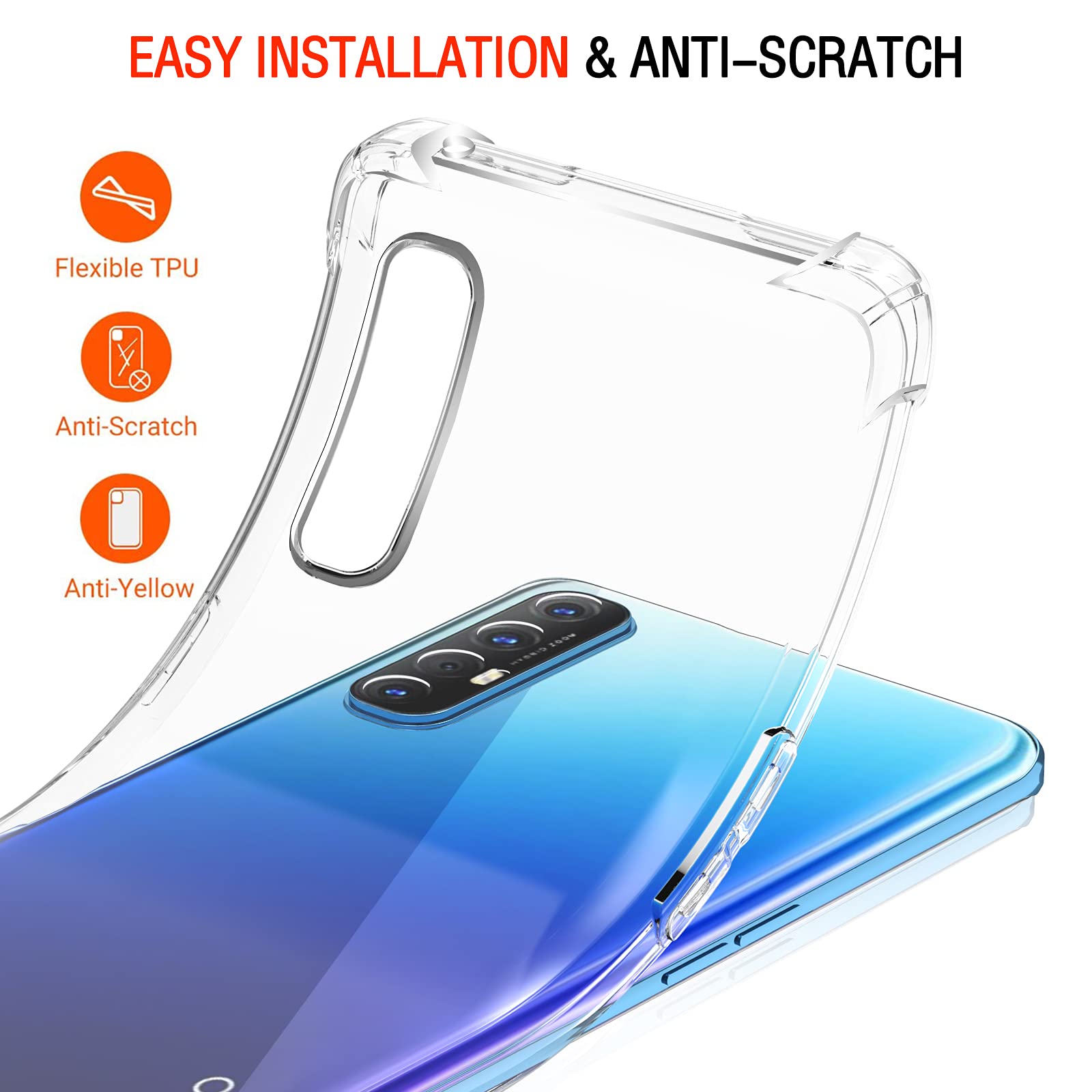Custodia IVoler Trasparente Per Oppo Find X3 Lite | Cover TPU Morbida Antiurto Con Paraurti | Sottile E Antigiallo