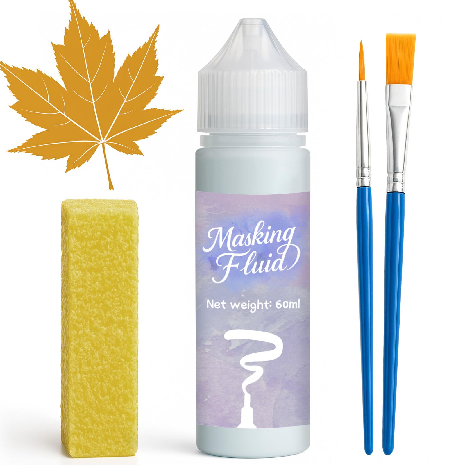 Nice2meu Blue Masking Fluid For Watercolor Painting 60Ml, Quick-Drying And Easy To Peel, No Residue, Prevents Accidental Staining, Art Supplies For Watercolors & Art Projects (Blue)