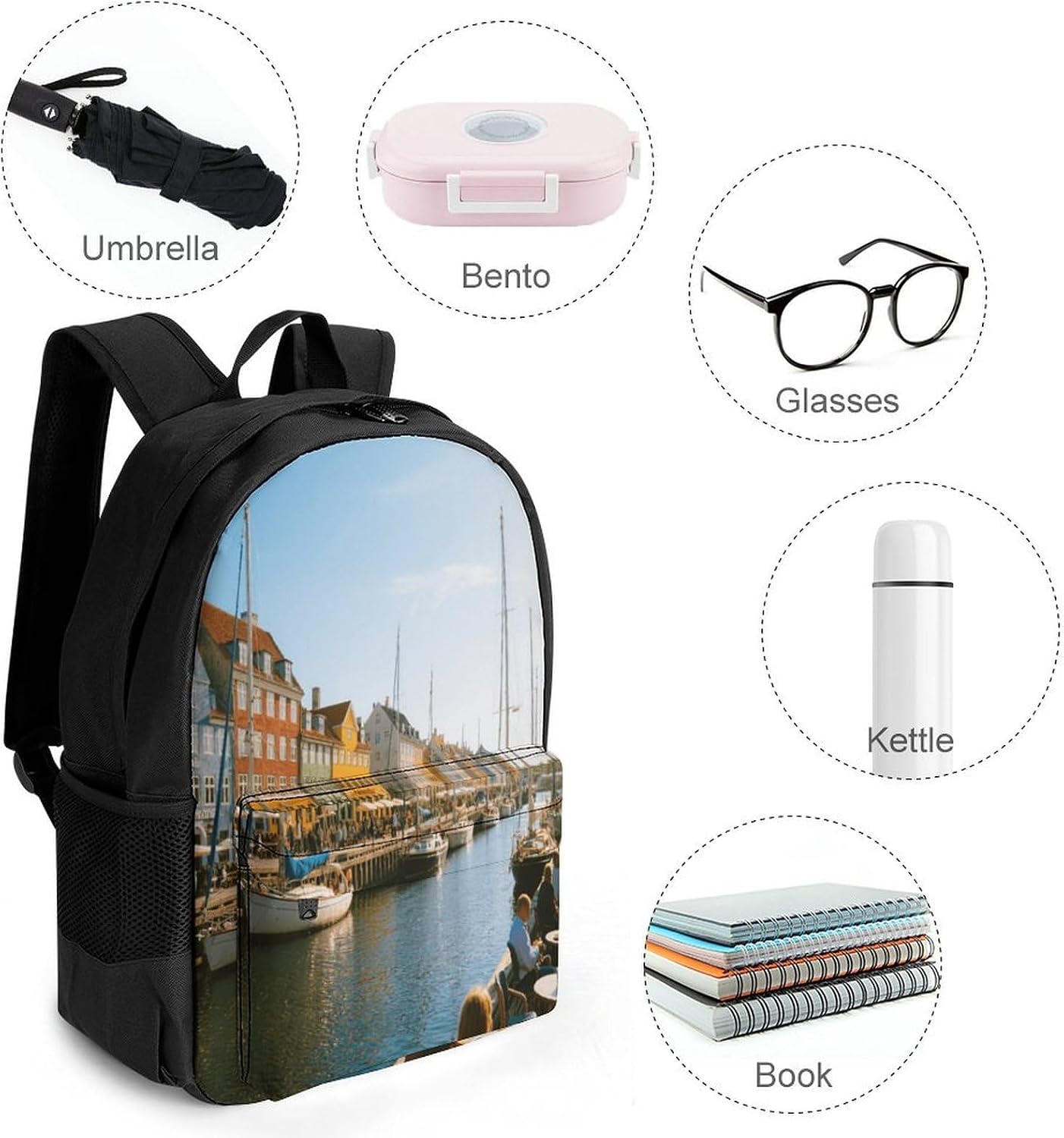 Newport Canal Backpack Daypack Travel Backpack | Lightweight Casual Laptop Backpack for Women Men Aesthetic Travel Bag for Weekender Business Hiking Outdoor