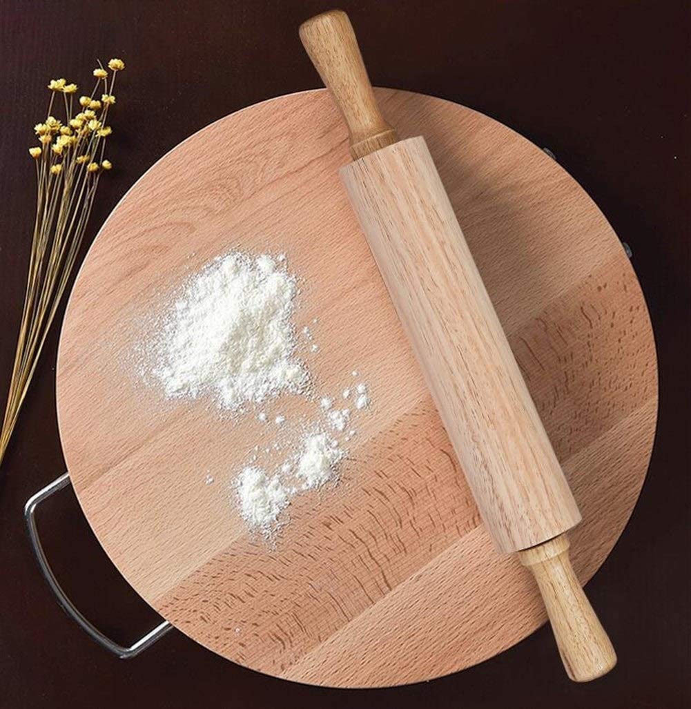 Pin rodante - Madera clásica - Rodillo de Masa Profesional: Utilizado por panaderos y Cocineros para Pasta, Pasta de Galletas, pastelería, panadería, Pizza, Fondant, chapati