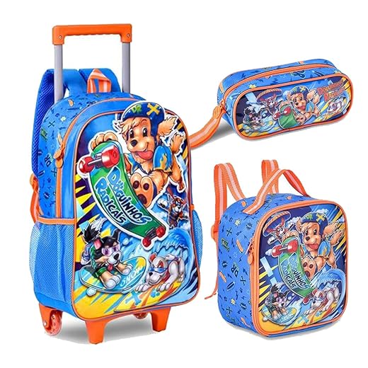 Kit Mochila Infantil Doguinhos Cachorro Pet Lancheira Estojo