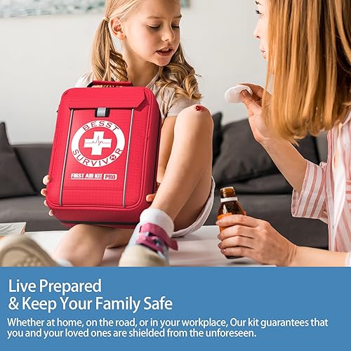 Miniatura 8 de Kit profesional de primeros auxilios para trauma, compartimentos etiquetados de grado militar y sistema MOLLE para el lugar de trabajo, al aire