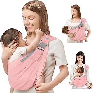 Baby Sling Carrier Newborn to Toddler,Updated Adjustable One Shoulder Labor-Saving Baby Holder Carrier,Tollder Sling Carrying 7-45 lbs（Pink） - Buy now