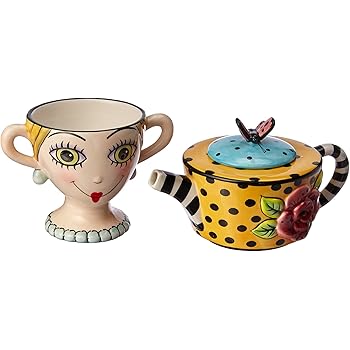 8 Inch Appletree Design Shoes On Her Mind Tea For One Set Teapot Rests On Top Of Tea Cup Teapots