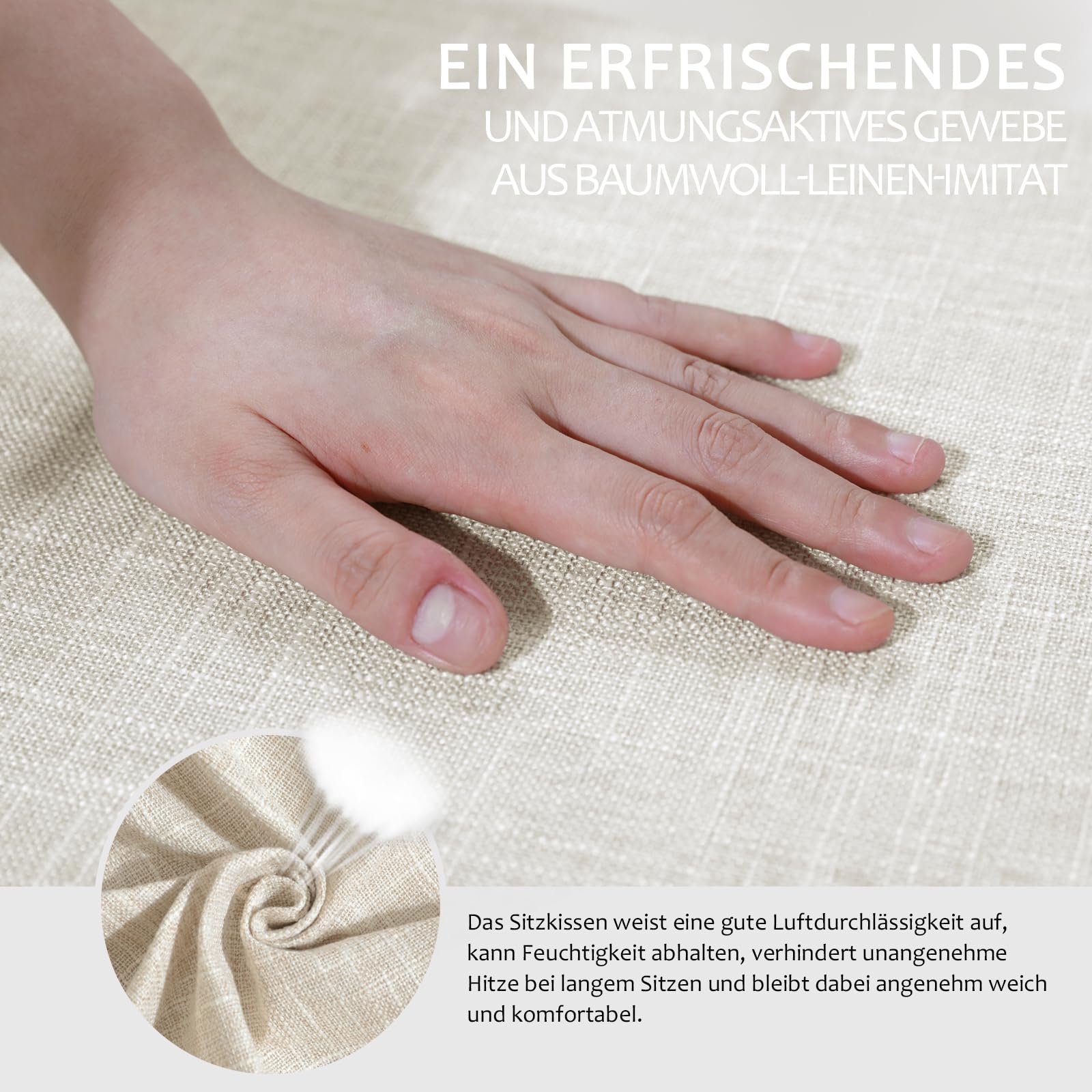 Stuhlkissen Rund 41 * 5cm Stuhlkissen mit Bändern Sitzkissen Stuhl Chair Cushion Sitz Kissen waschbar doppelte Anti Rutsch elastisch Sitzpolster für Stühle Outdoor Indoor (4pcs-beige)