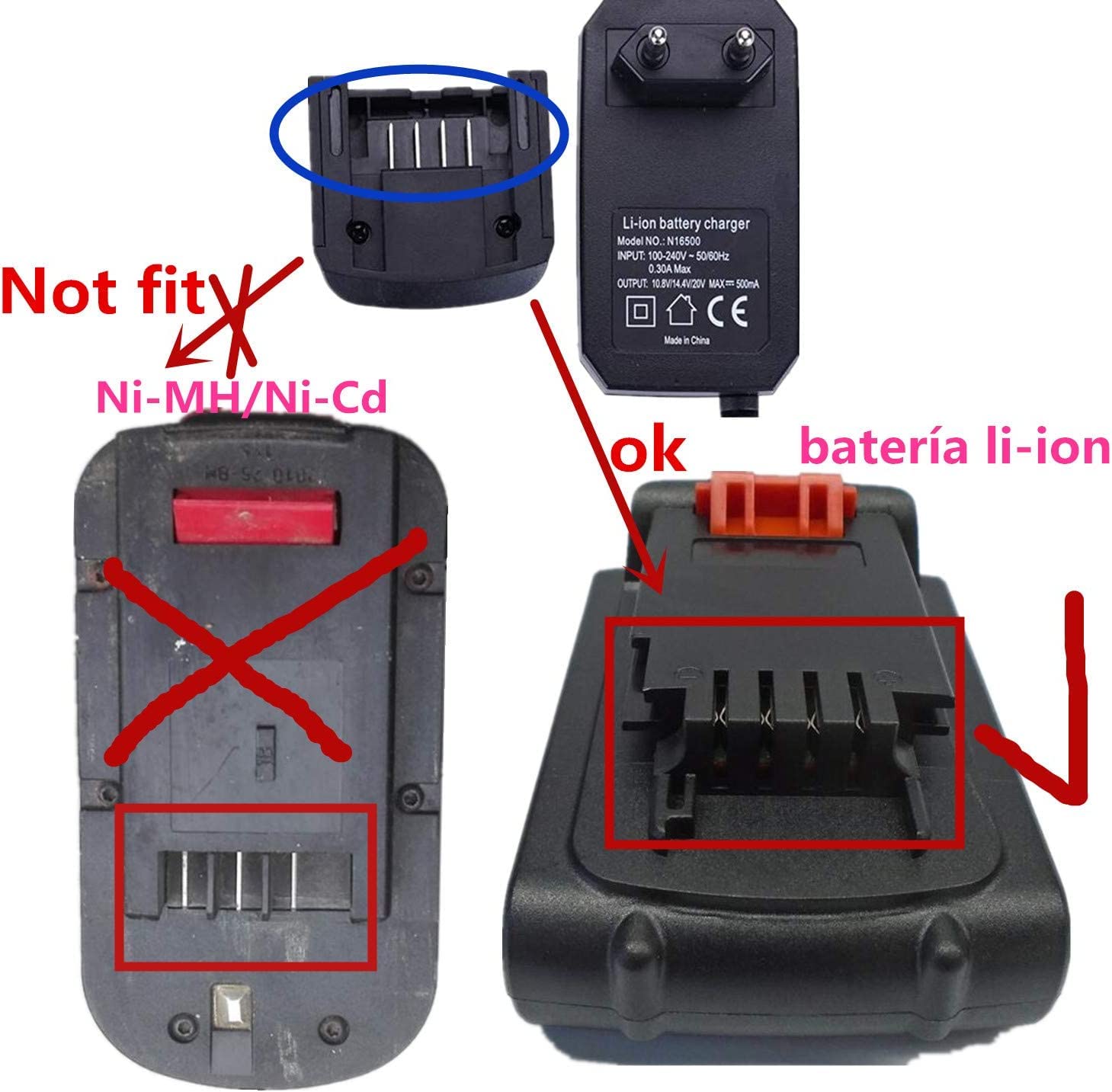 LBXR20 - Cargador de iones de litio para Black & Decker 10.8V 14.4V 18V 20V Series LBXR20-OPE LB20 LBX20 LBX4020 LB2X4020 LBXR2020-OPE BL1514 LBXR16