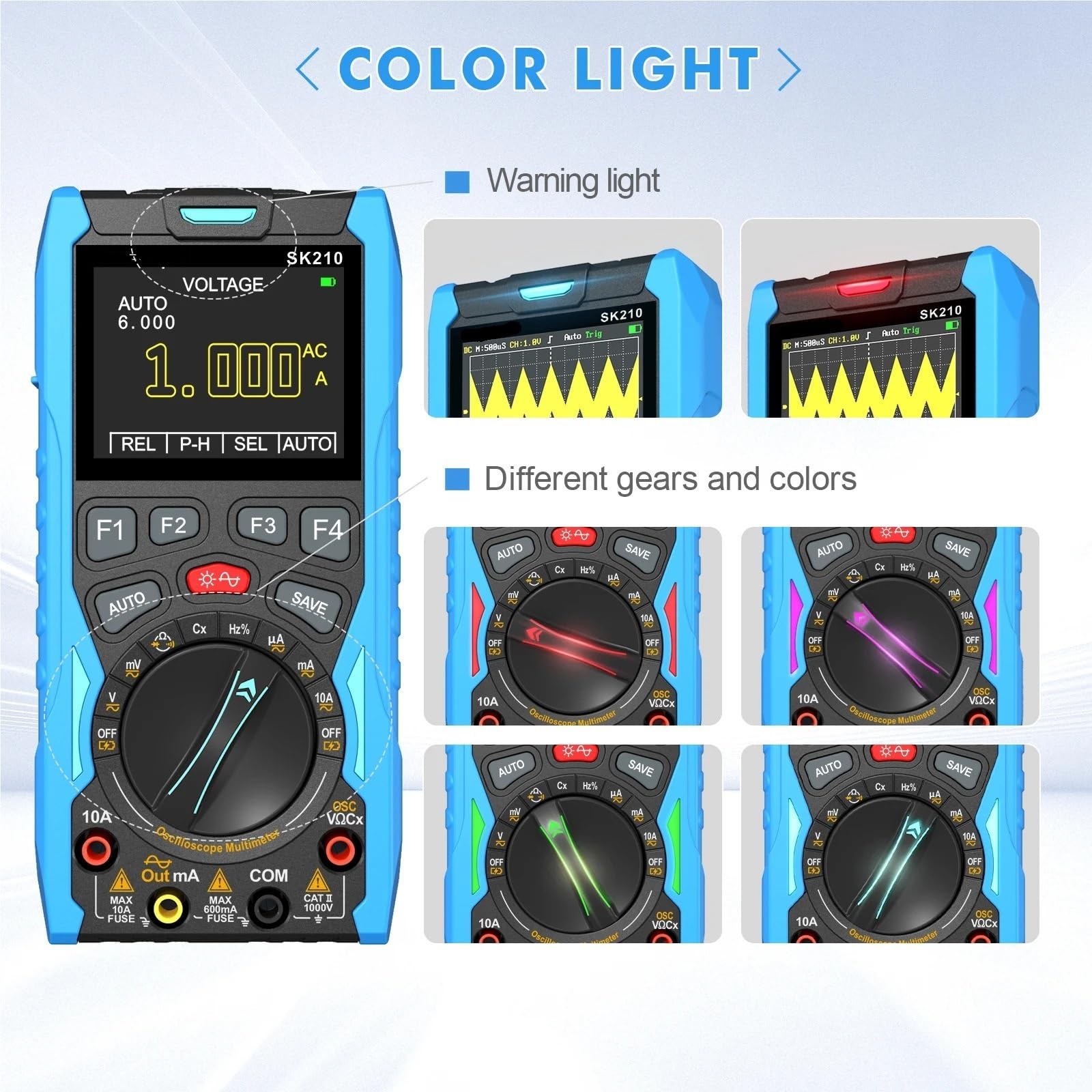 Oszilloskop-Multimeter SK210 Handheld 3-in-1 Digitaloszilloskop Hochleistungs-tragbarer Multimeter-Signalgenerator Autoreparaturtester,zur Messung