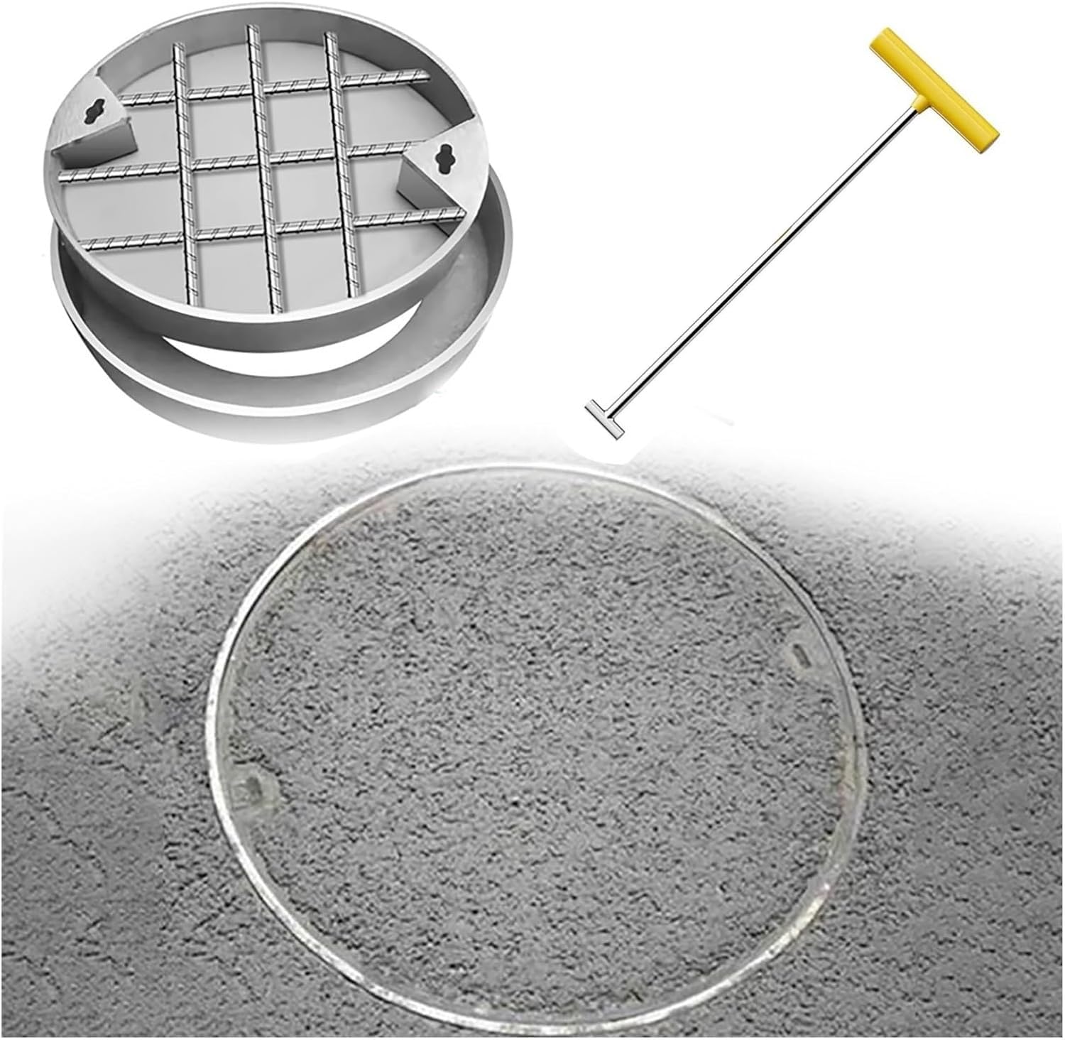 Couvercle de regard invisible rond en fonte renforcée pour l'inspection de fosse septique extérieure