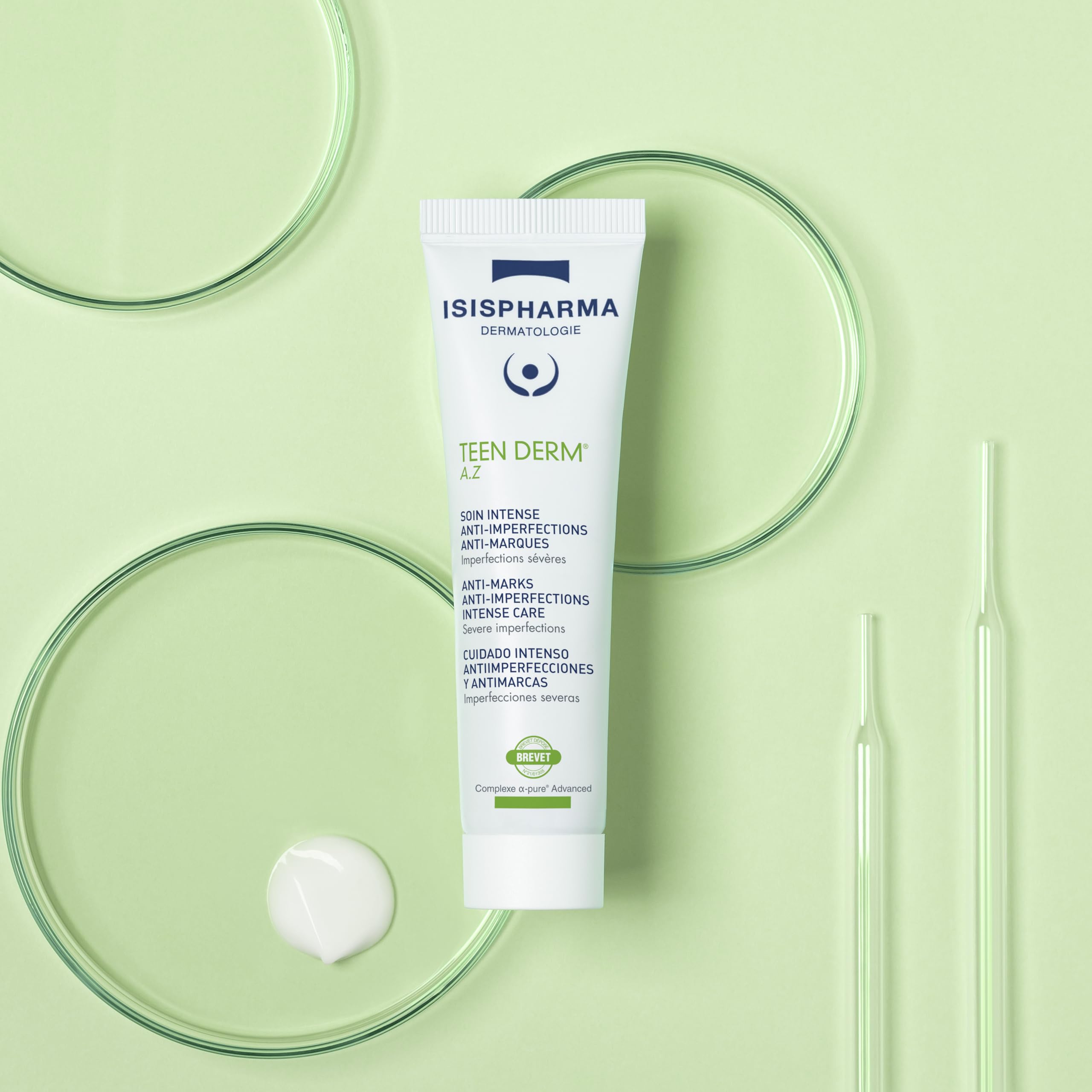 ISISPHARMA TEEN DERM – A.Z – Soin Triple Action Anti-Imperfections, Anti-Marques, Ultra Apaisant, Peaux Mixtes à Grasses - Avec 15% d’Acide Azélaïque - Fabrication Française (Lot de 2)