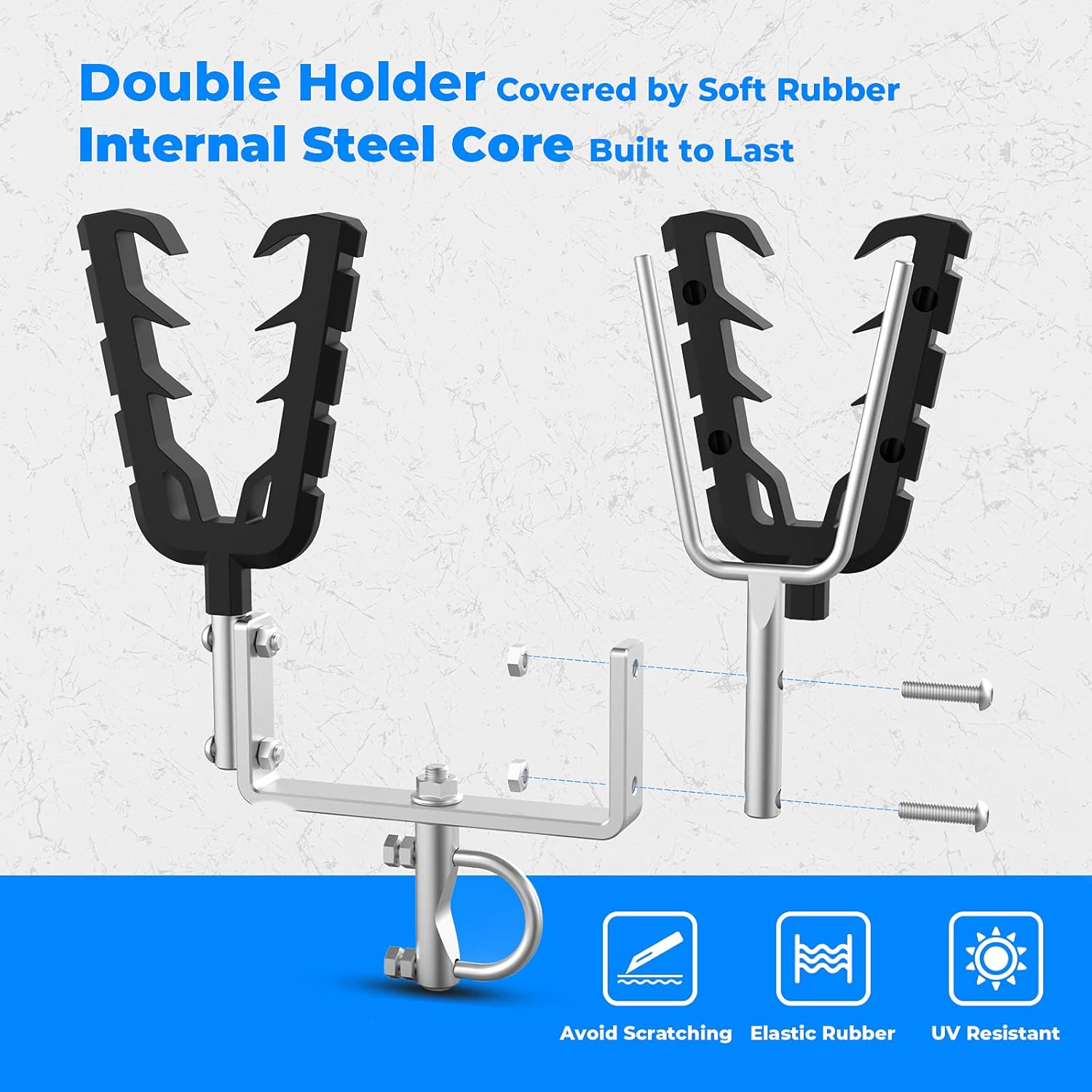 kemimoto Double Gun Mounts for ATVs, Double Bow Rack Tools Holders with Rubber Snubbers : Automotive