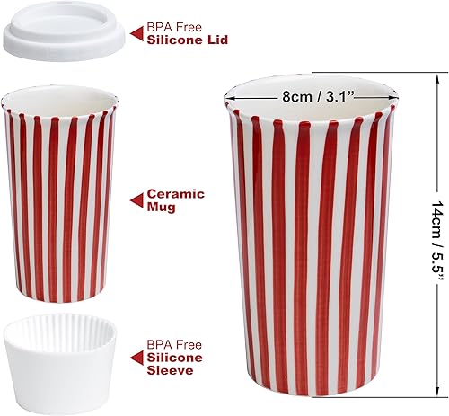 Miniatura 2 de Millie - Taza de viaje de cerámica con tapa, taza de café reutilizable de 12 onzas, esta taza de café de viaje de cerámica hecha a mano es apta para