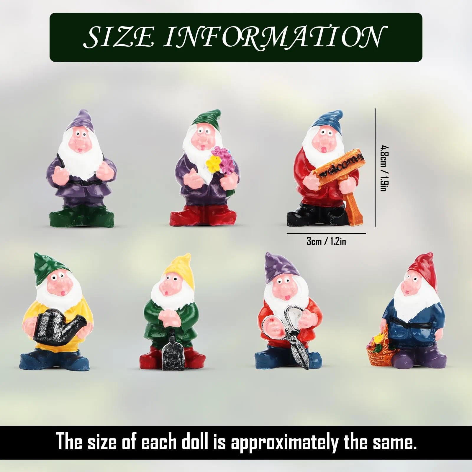 MplehDa miniaturowe krasnoludki ogrodowe, 7 sztuk dekoracji do ogrodu, mini figurka krasnoludka z magicznego ogrodu, figurki krasnoludków z magicznego ogrodu na święta Bożego Narodzenia, do ogrodów