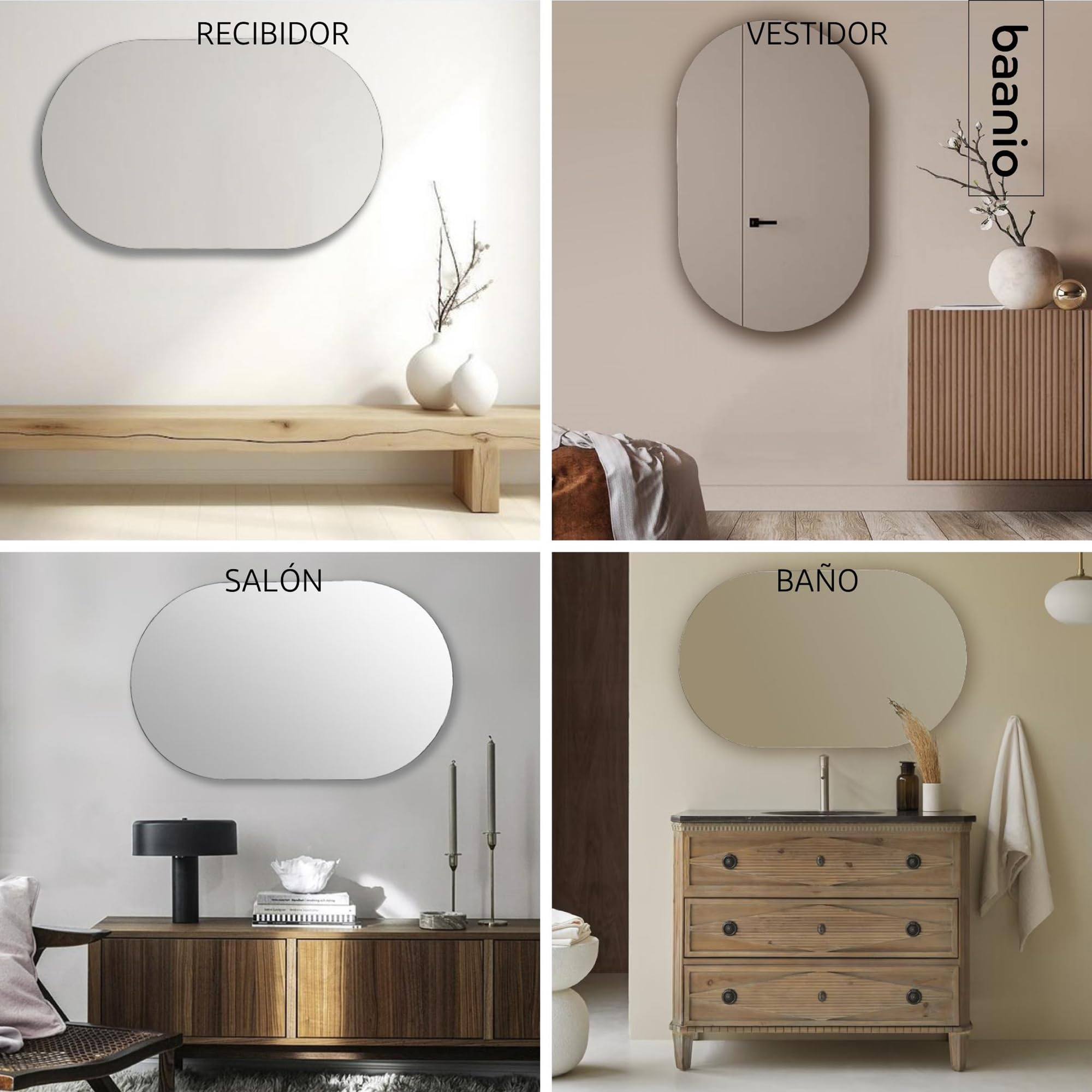 Ovolux - Espejo Baño Luz LED Cálida Ovalado 60x100 con antivaho | Espejo Retroiluminado | Plata Ecológica de 4 mm y Fácil Instalación | Montaje Horizontal o Vertical