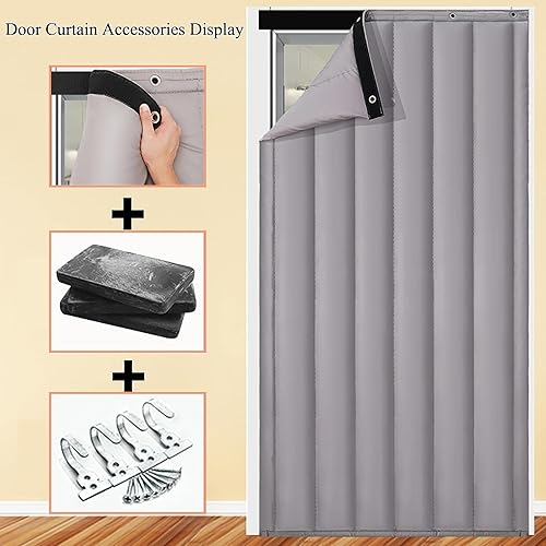 Miniatura 2 de Cortina de puerta con aislamiento térmico, pantalla de cubierta de puerta de invierno, manta insonorizada, cortinas de privacidad, tapiz resistente