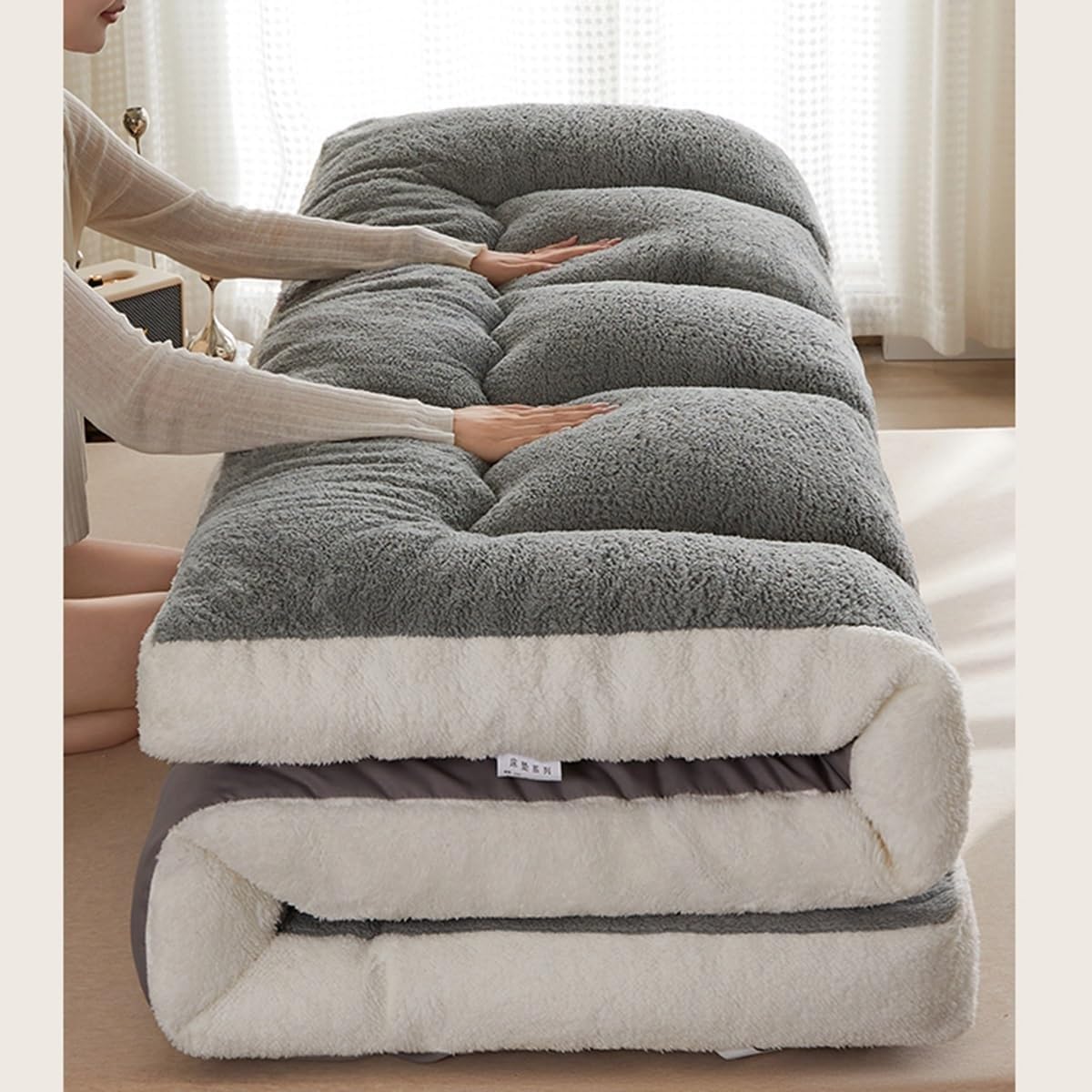 Dicke 5 cm Futon-Bodenmatratze, japanische zusammenklappbare, aufrollbare Isomatte, Studentenwohnheim, Gäste-Tatami-Matte for Einzel- und Doppelbetten(C,90 x 200cm)