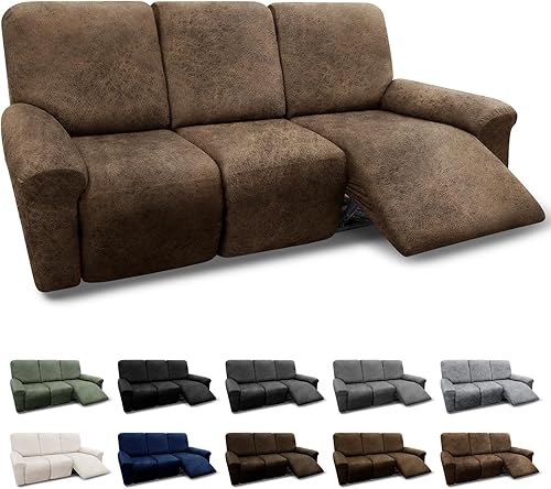 Miniatura 120 de Fundas para sillón con cojines en forma de T de 2 piezas, apariencia de cuero, funda para sofá, funda para silla, protector elástico para muebles,