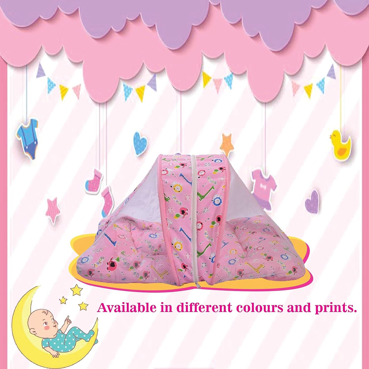 Toddylon Flat Bed Baby Bed New Born Baby Bedding Set | Mattresses | Mosquito Net | Foldable Mattress | Cotton | Unisex Infants (0-6 Month) - Image 5 thumbnail