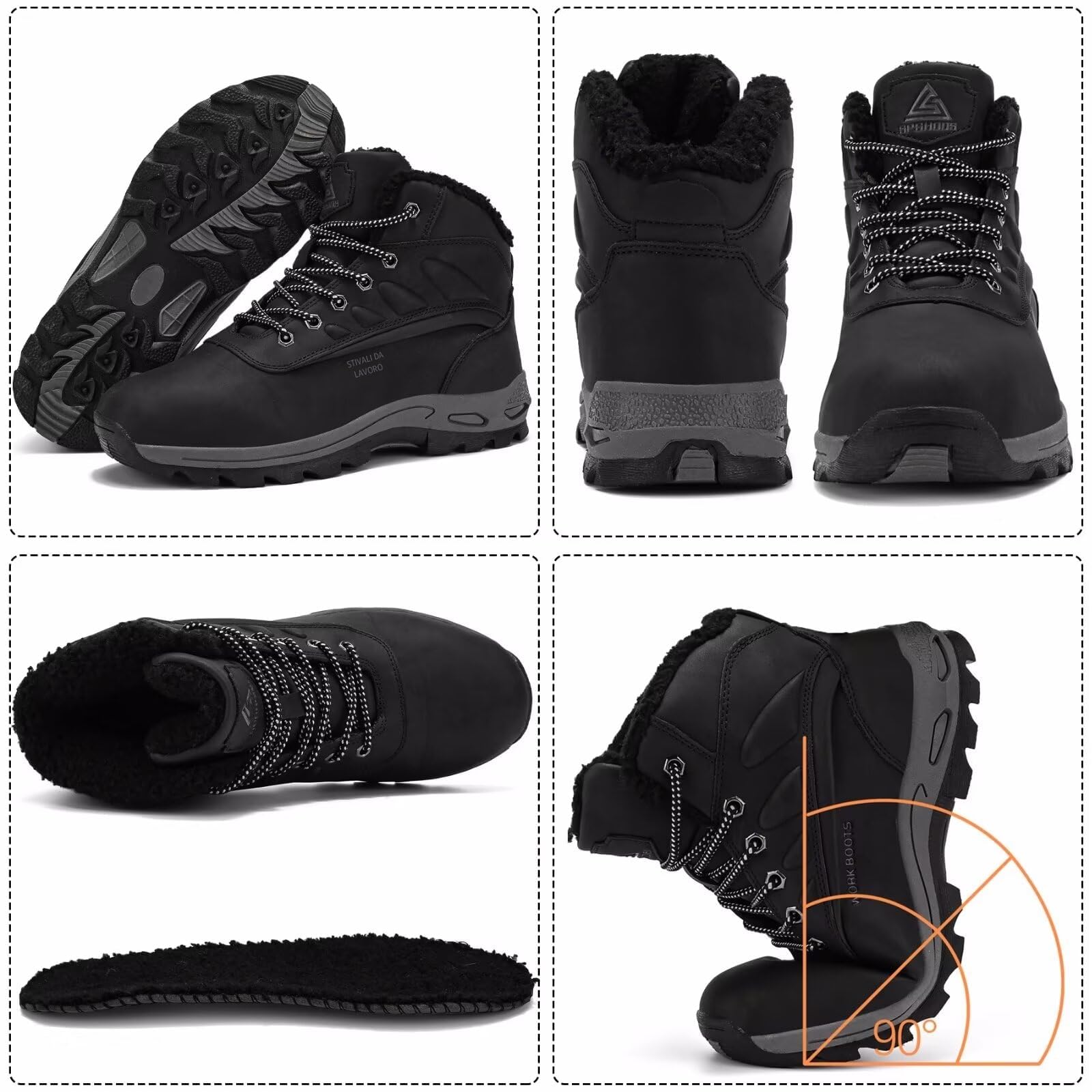 Stivali Invernali Uomo Scarpe da Neve Impermeabile Antiscivolo | Stivali da Neve Caldo Scarpe da Inverno Comode Trekking Boots Outdoor